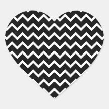 Black and White Zig Zag Pattern. Heart Sticker
