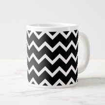 Black and White Zig Zag Pattern. Jumbo Mugs