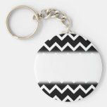 Black and White Zig Zag Pattern. Key Chains