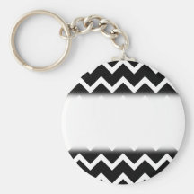 Black and White Zig Zag Pattern. Key Chains