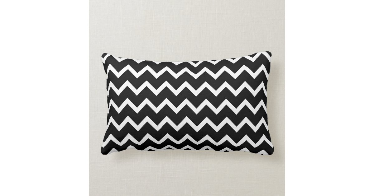 Black and White Zig Zag Pattern Lumbar Pillow