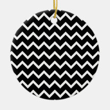 Black and White Zig Zag Pattern. Christmas Ornament