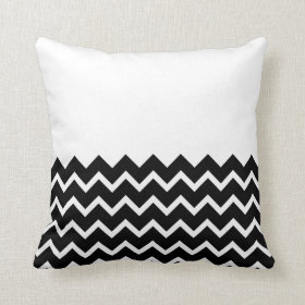 Black and White Zig Zag Pattern. Part Plain. Pillow