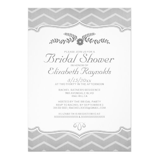 Black And White Zigzag Bridal Shower Invitations