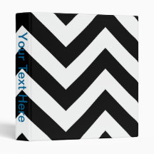 Black and white  Zigzag Chevrons Pattern Vinyl Binder