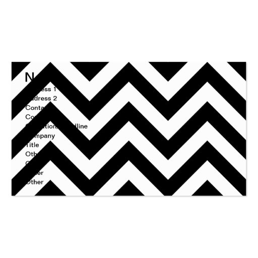 Black and white  Zigzag Chevrons Pattern Business Card Templates