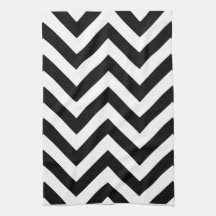 Black and white  Zigzag Chevrons Pattern Kitchen Towel