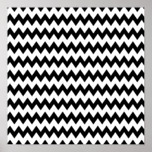 Black and White Zigzag Pattern Poster