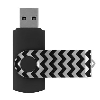 Black and White Zigzag Swivel USB 3.0 Flash Drive