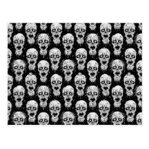Black and White Zombie Apocalypse Pattern Post Card