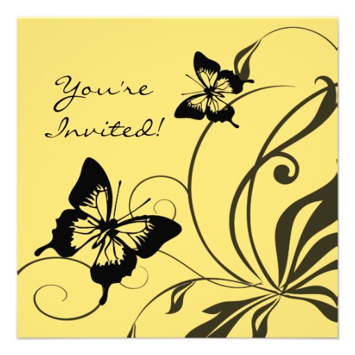 Black and Yellow Butterfly Wedding Invitation