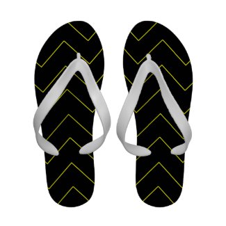 Black and Yellow Chevon Flip Flops