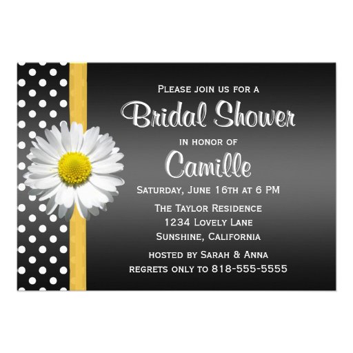 Black and Yellow Daisy Bridal Shower Invitation