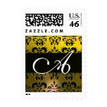 BLACK AND YELLOW DAMASK Topaz Monogram Stamps