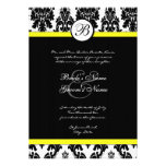Black and Yellow Damask Wedding Invitation