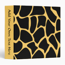 Black and Yellow Giraffe Print Pattern. Vinyl Binder