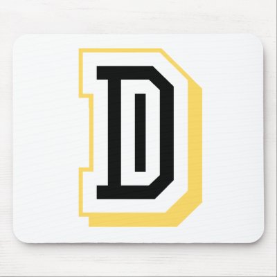 Black and Yellow Letter D Mouse Pads by alphabetgifts