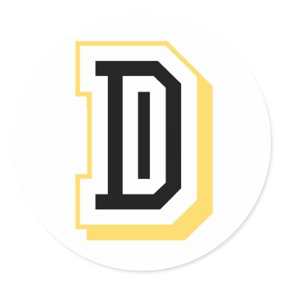 Black and Yellow Letter D Round Stickers by alphabetgifts