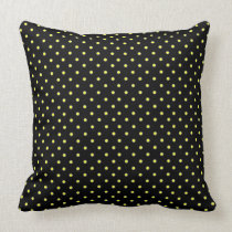 Black and Yellow Polka Dots Decorative Pillow