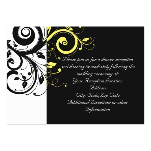 Black and Yellow Reverse Swirl Business Card Templates (front side)