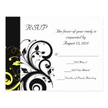 Black and Yellow Reverse Swirl Postcards
