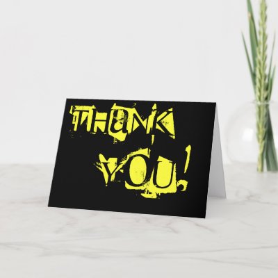 Black And Yellow Thank You Card by AllyJCat