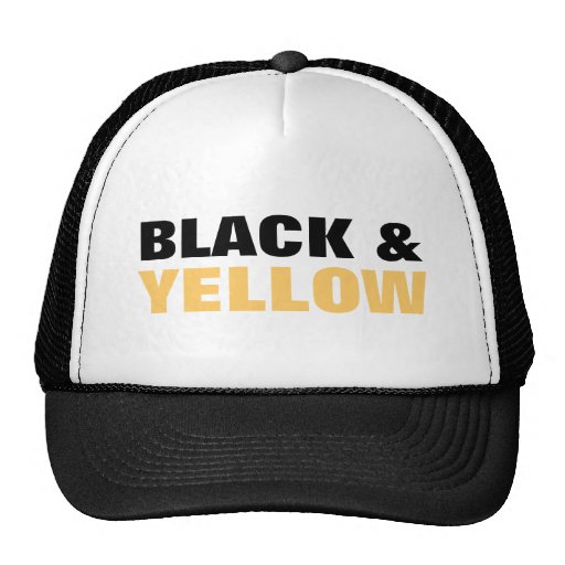 BLACK AND YELLOW TRUCKER HAT Zazzle