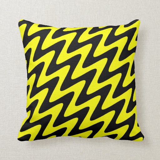 Black and Yellow Wavy Zigzag Throw Pillows Zazzle