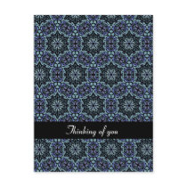 Black andBlue Elegant Pattern custom text postcard postcards