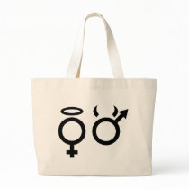 black angel and devil icon tote bags