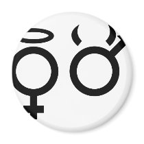 black angel and devil icon fridge magnet