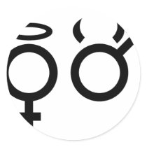black angel and devil icon sticker