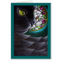 BLACK ANGEL CAT - STAINED GLASS WINDOW 4 Card by BY_CYRA BLACK ANGEL CAT - STAINED GLASS WINDOW 4 Card