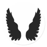 black angel wings round sticker