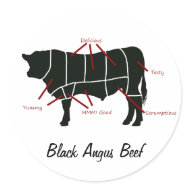Black Angus Beef Butcher Chart - Tasty Yummy sticker