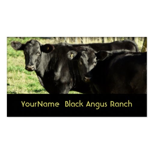 Black Angus Cattle Ranch Business Card Template (front side)