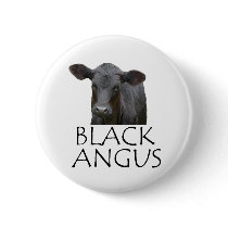 Black Angus Cow Button