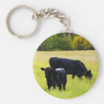 Black Angus Pair in Field Keychain