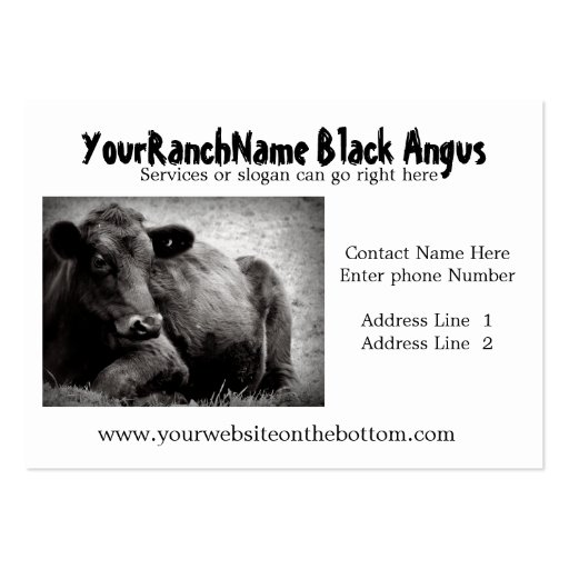 Black Angus Ranch or Farm  Supply Business Cards (front side)