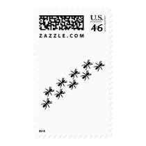 black ants trail postage stamps