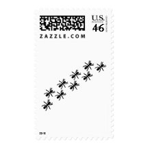 black ants trail postage stamps