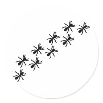 black ants trail round sticker