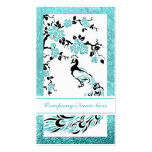 Black, aqua peacock and cherry blossoms business cards