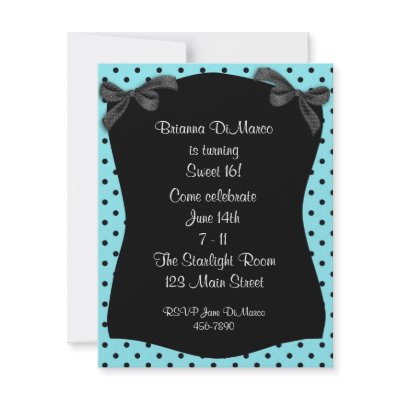 Black Aqua Polka Dot Invitation by StarStock