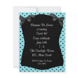 Black Aqua Polka Dot Invitation