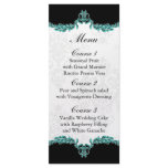 black aqua wedding menu custom rack cards