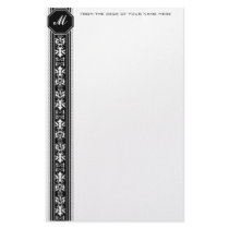 Black Arabesque Monogram Stationery