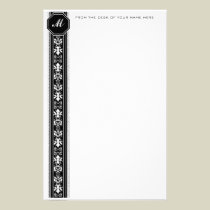 Black Arabesque Monogram Stationery stationery