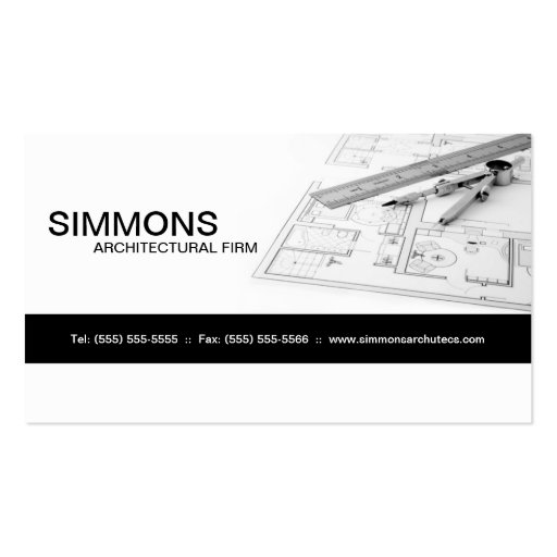 Black Architectural Blue Print Business Card (front side)