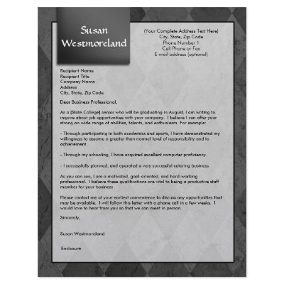 Black Argyle Custom Cover Letter Template Letterhead by cutencomfy
